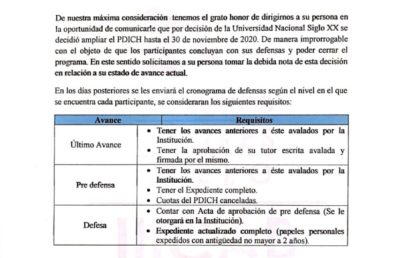 Comunicado Programa Doctoral Internacional en Ciencias y Humanidades